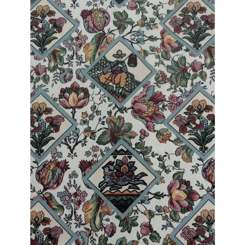 1996 Spectrum Chinoiserie 54x112 In Anglo Indian Toile Trellis Cotton Fabric